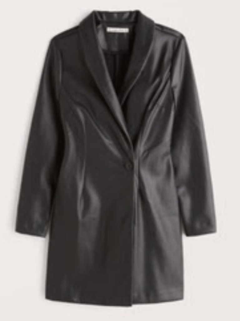 Abercrombie & Fitch - Vegan Leather Blazer Dress - L Tall